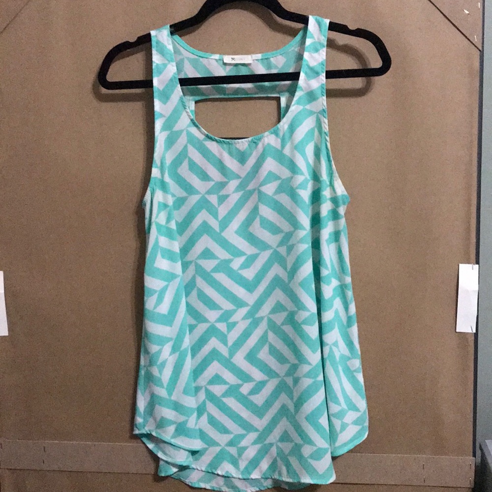 Aqua and white boutique tank